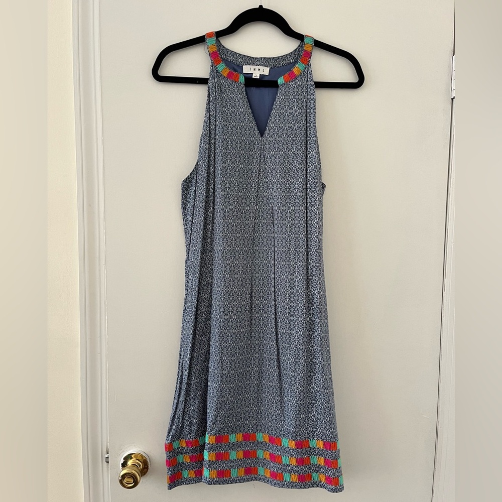 Colorful Trim Sleeveless Dress
